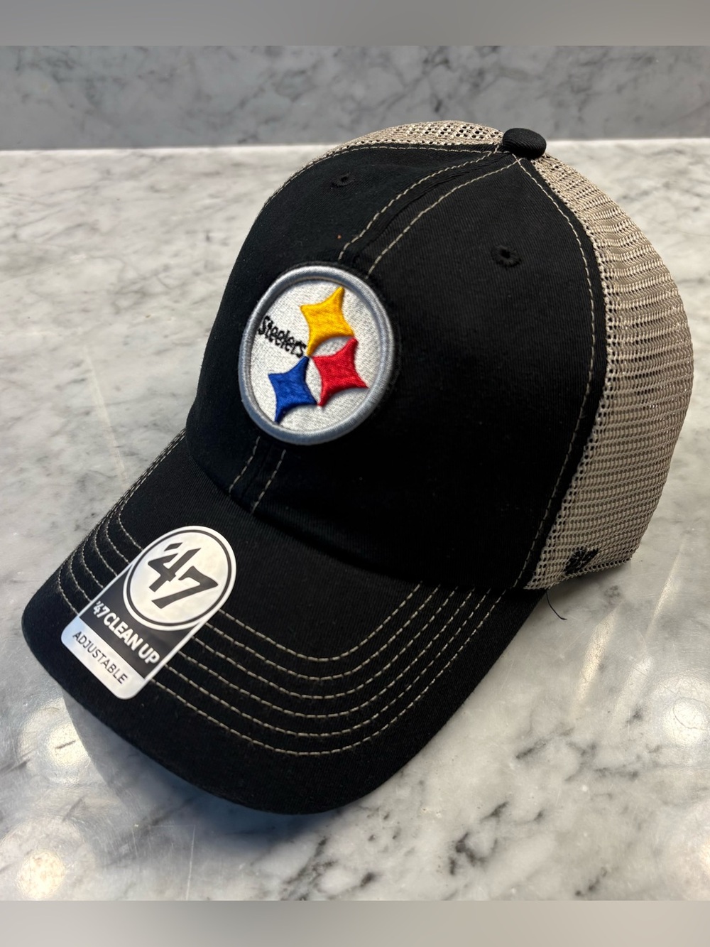 47 Brand Pittsburgh Steelers Clean Up Adjustable Strap Trucker Mesh Hat NFL